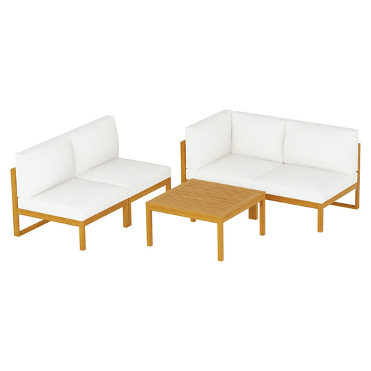 Marlook 4-Seater Outdoor Sofa Set Wooden Lounge Setting 5PCS