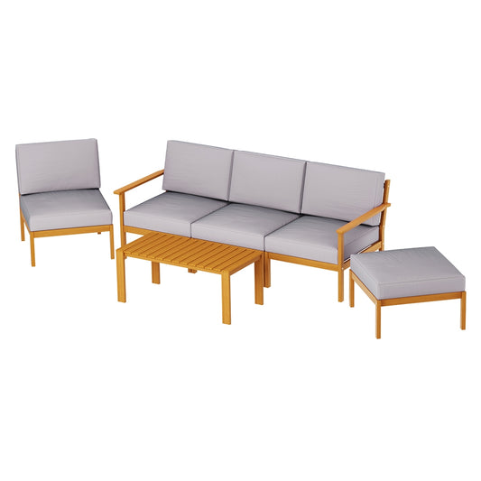 Marlook 5-Seater Outdoor Sofa Set Wooden Lounge Setting 6PCS