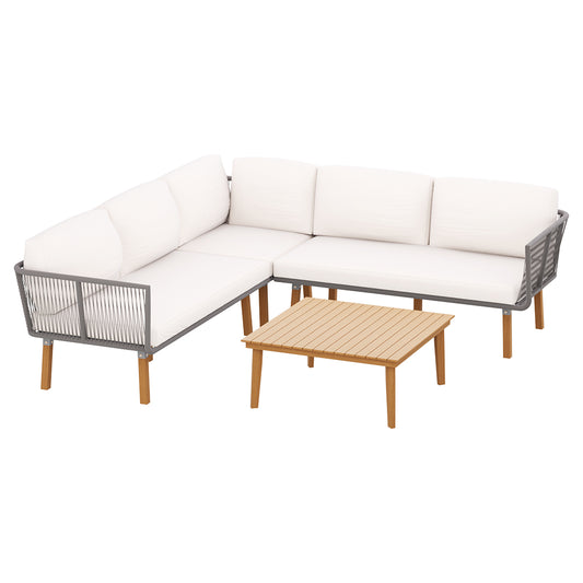 Marlook 5-Seater Outdoor Sofa Set Wooden Lounge Setting Aluminum