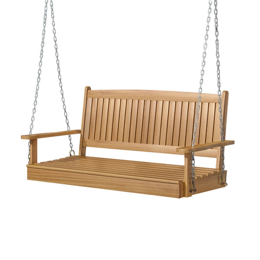 Marlook Porch Swing Chair With Chain Outdoor Furniture Wooden Bench 2 Seat Teak