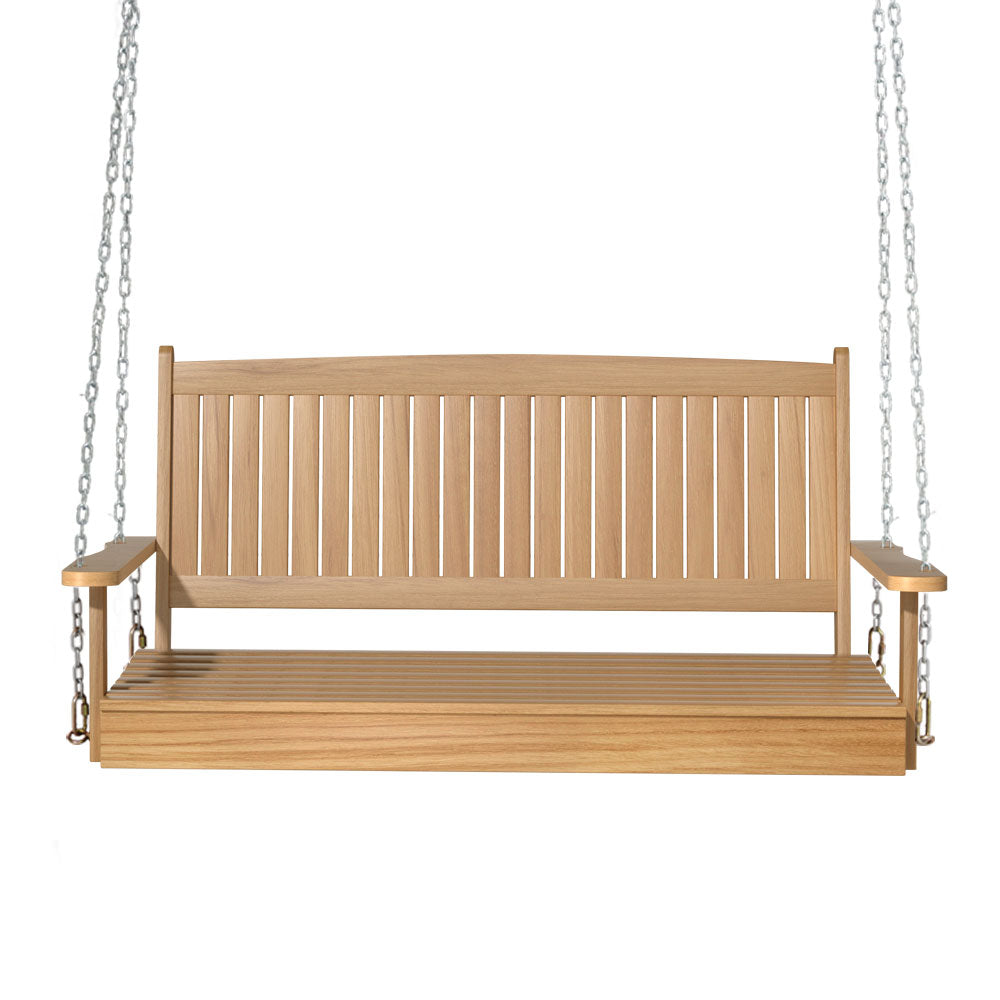 Marlook Porch Swing Chair With Chain Outdoor Furniture Wooden Bench 2 Seat Teak