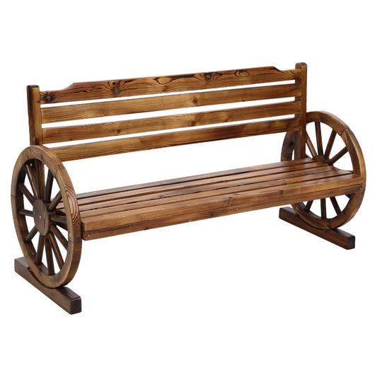 Marlook Outdoor Garden Bench Wooden 3 Seat Wagon Chair Lounge Patio Furniture