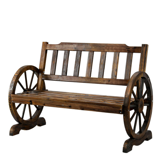 Marlook Outdoor Garden Bench Wooden 2 Seater Wagon Chair Patio Furniture Brown