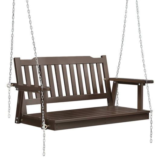 Marlook Porch Swing Chair with Chain Garden Bench Outdoor Furniture Wooden Brown