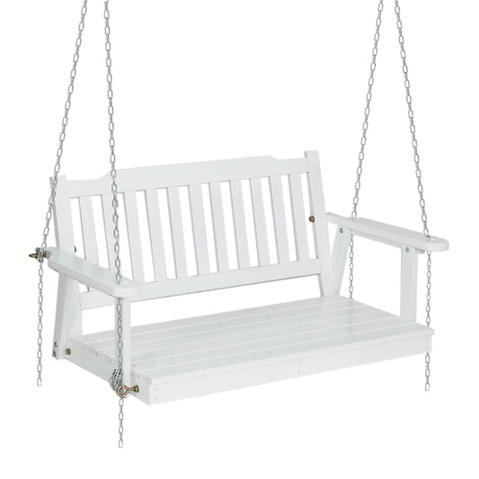 Marlook Porch Swing Chair with Chain Garden Bench Outdoor Furniture Wooden White
