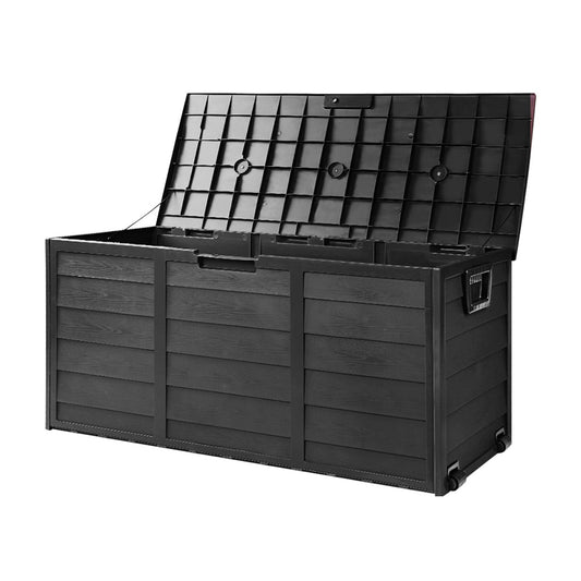Marlook Outdoor Storage Box 290L Lockable Organiser Garden Deck Shed All Black