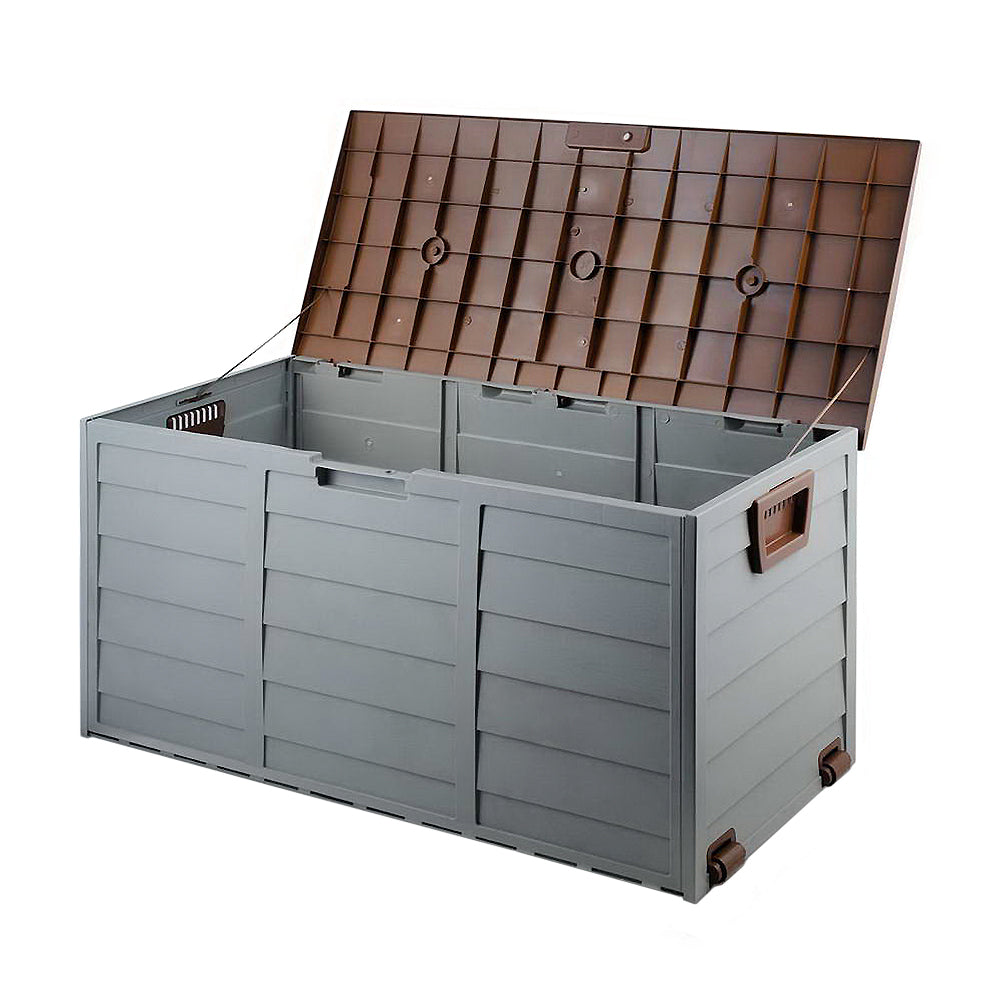 Marlook Outdoor Storage Box 290L Lockable Organiser Garden Deck Shed Tool Brown