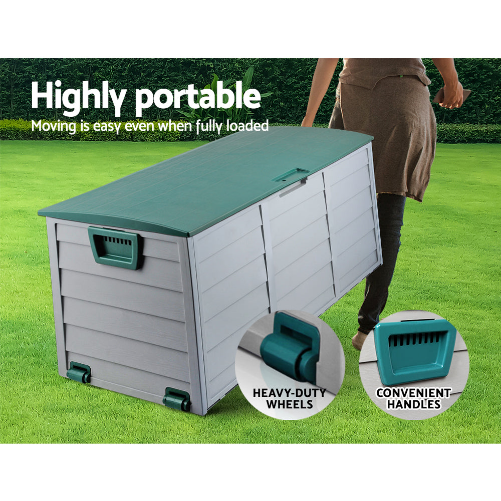Marlook Outdoor Storage Box 290L Lockable Organiser Garden Deck Shed Tool Green