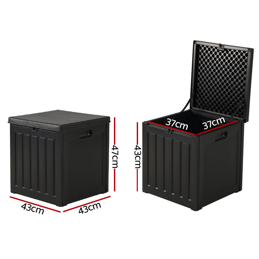 Marlook Outdoor Storage Box 80L Container Lockable Garden Toy Tool Shed Black