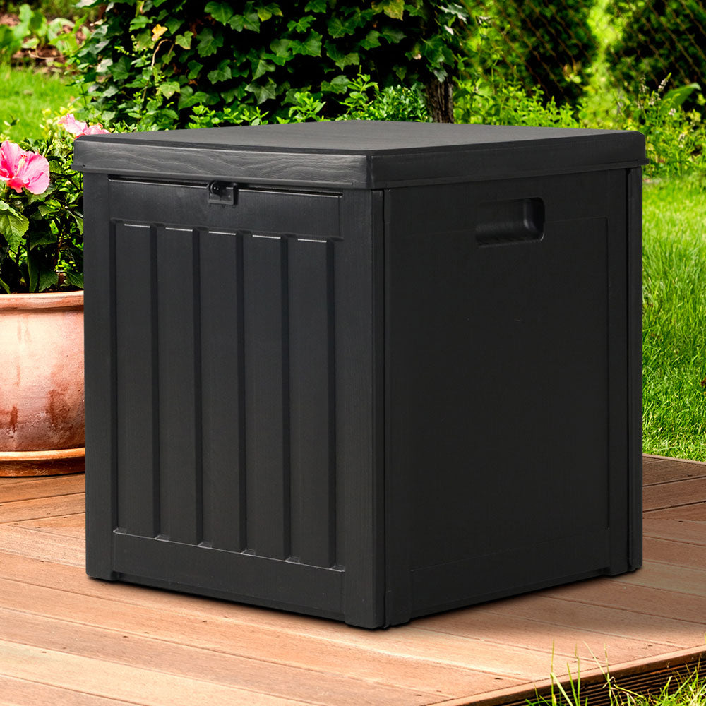 Marlook Outdoor Storage Box 80L Container Lockable Garden Toy Tool Shed Black