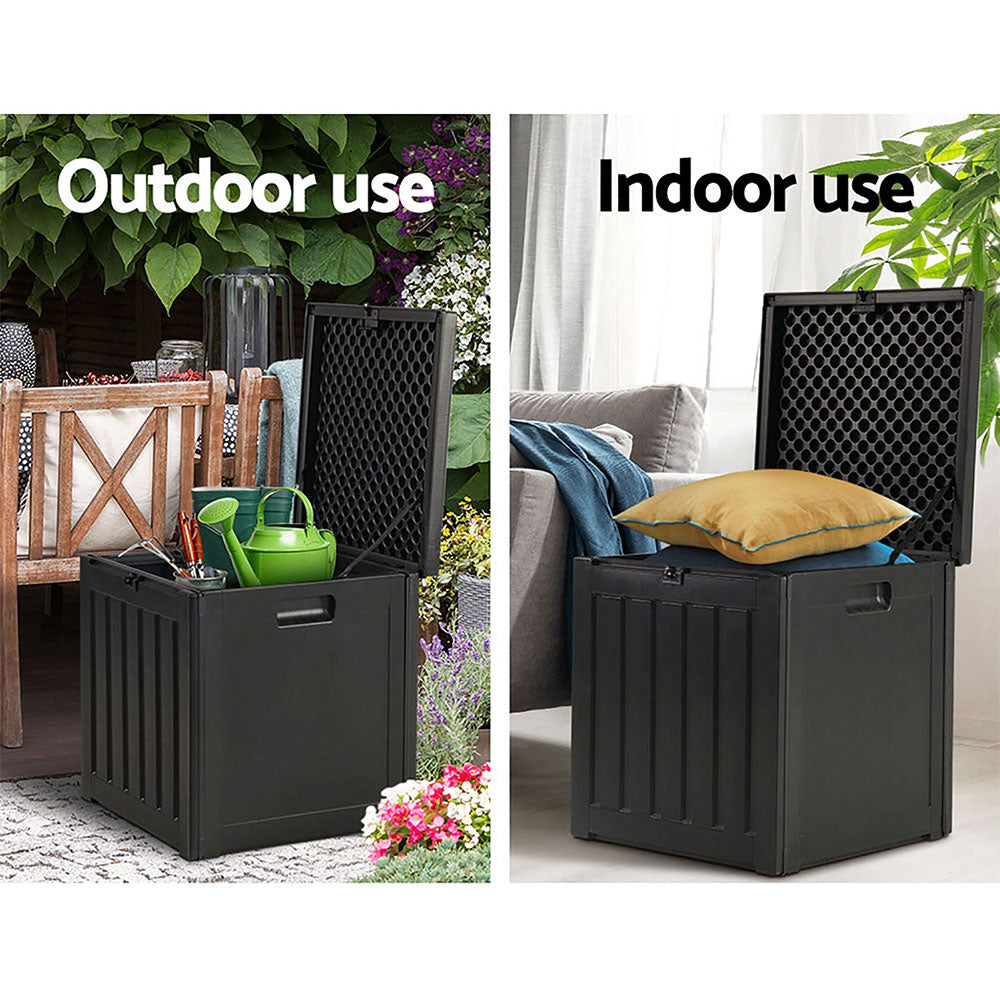 Marlook Outdoor Storage Box 80L Container Lockable Garden Toy Tool Shed Black