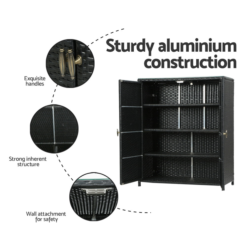 Marlook Outdoor Storage Cabinet Box Garage Wicker Shelf Chest Garden Shed Tools
