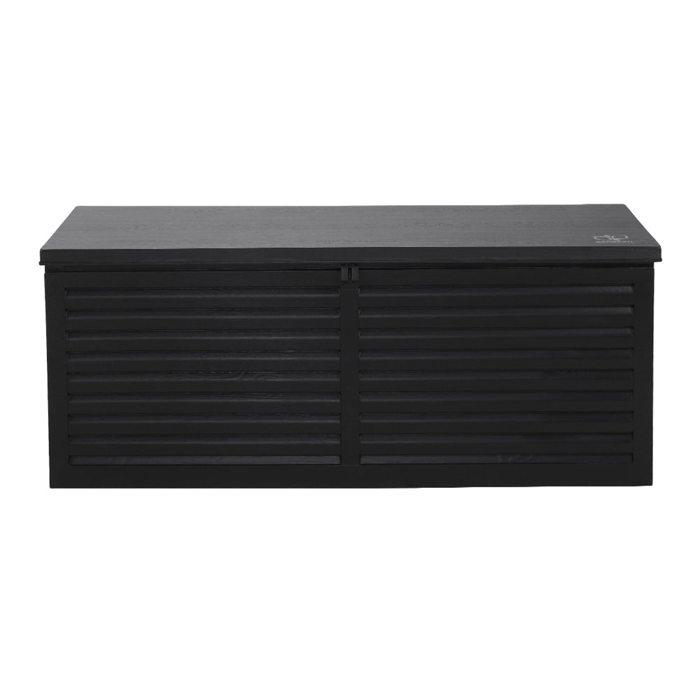 Marlook Outdoor Storage Box 390L Container Lockable Garden Bench Shed Tools Toy All Black