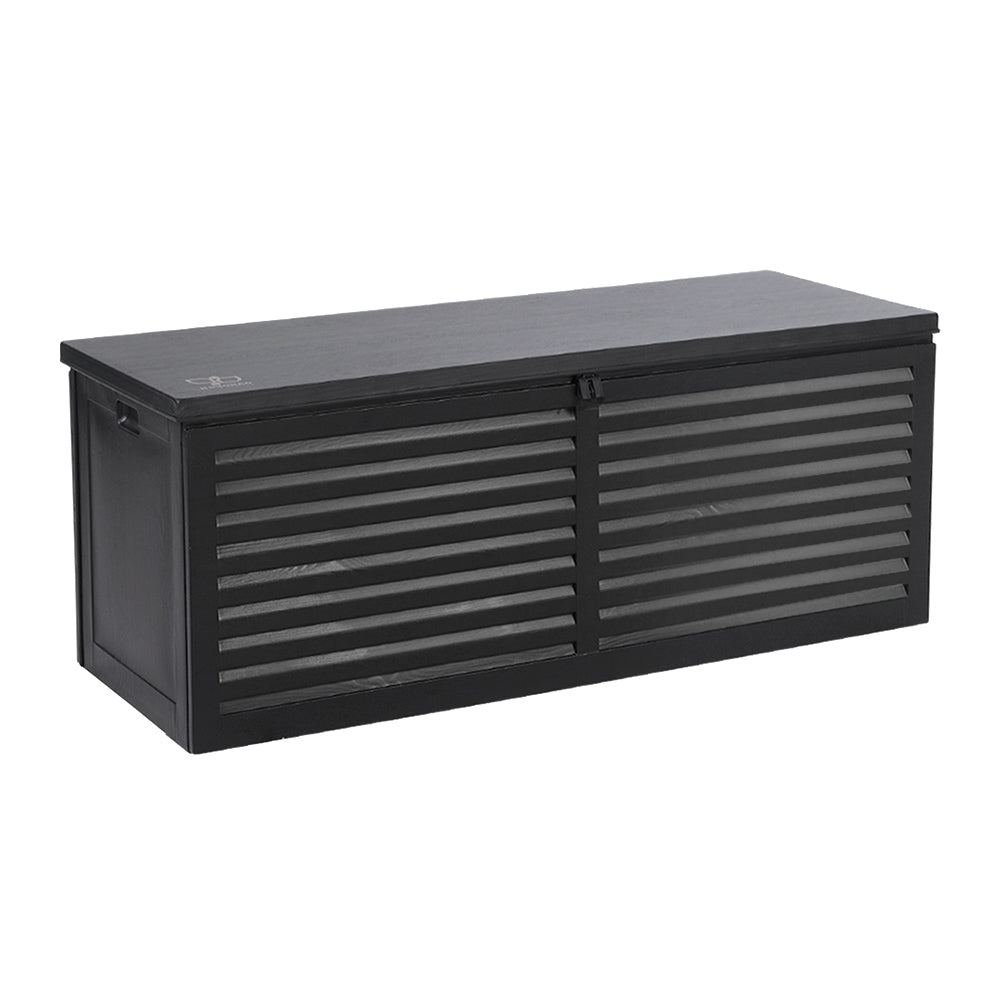 Marlook Outdoor Storage Box 390L Container Lockable Garden Bench Shed Tools Toy All Black