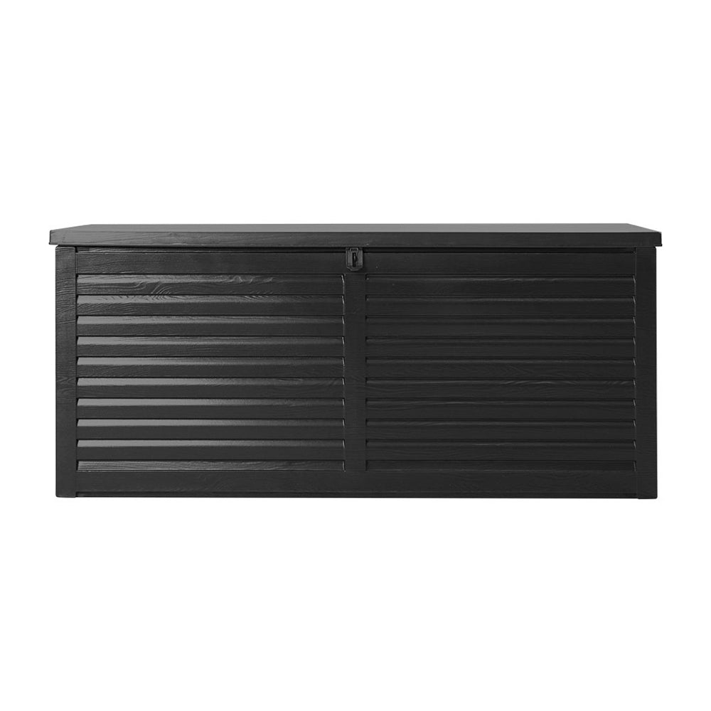 Marlook Outdoor Storage Box 490L Container Lockable Garden Bench Shed Tools Toy All Black
