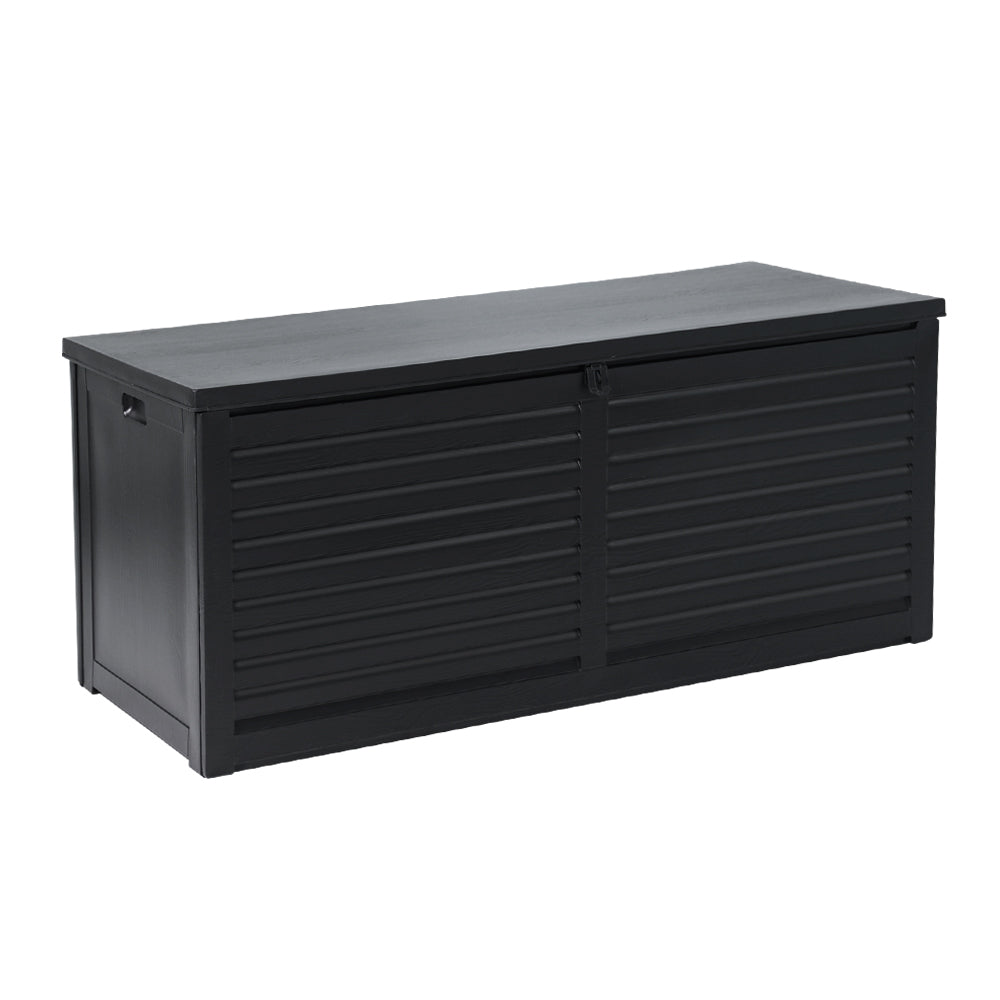 Marlook Outdoor Storage Box 490L Container Lockable Garden Bench Shed Tools Toy All Black