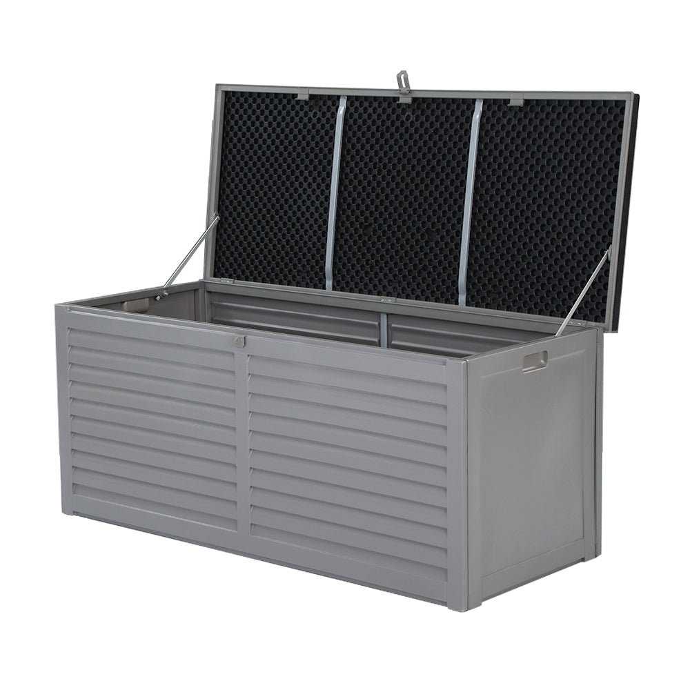 Marlook Outdoor Storage Box 490L Container Lockable Garden Bench Tools Toy Shed Black