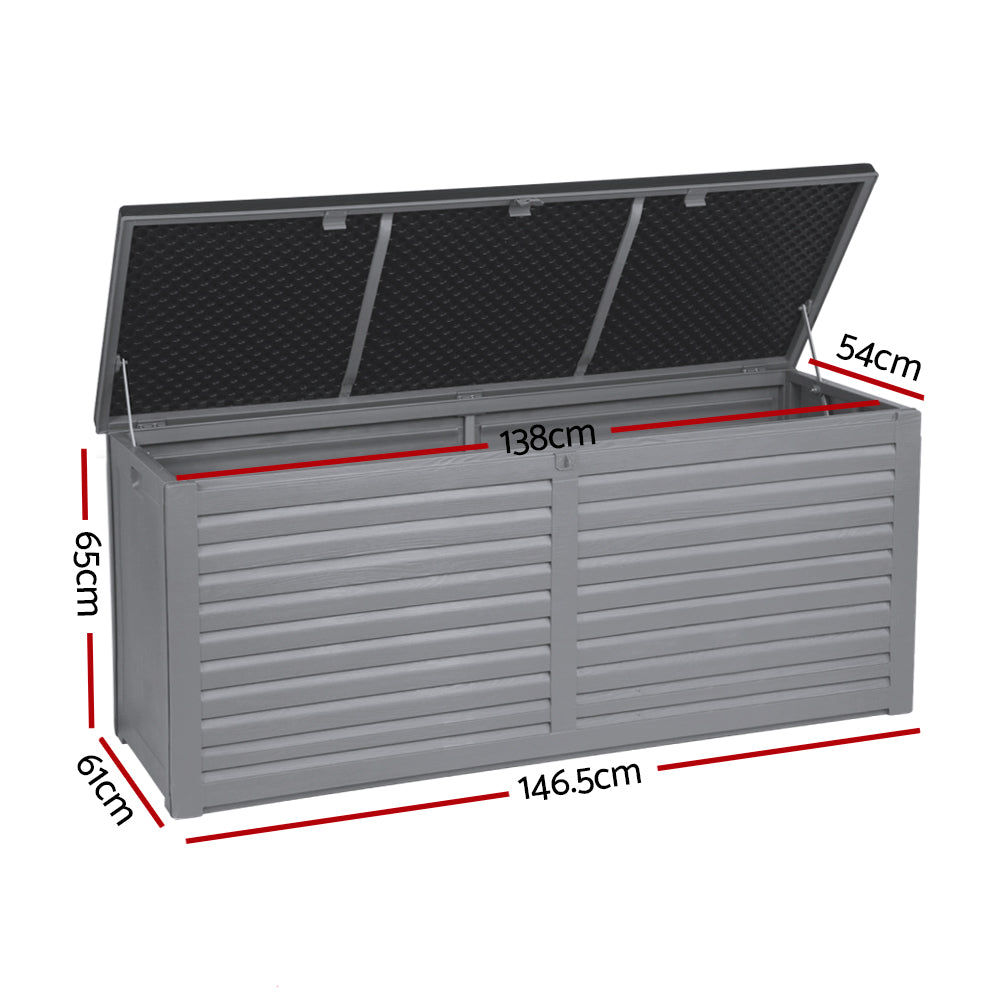 Marlook Outdoor Storage Box 490L Container Lockable Garden Bench Tools Toy Shed Black