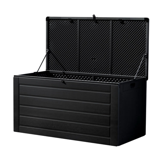 Marlook Outdoor Storage Box 680L Container Lockable Garden Bench Shed Tool All Black