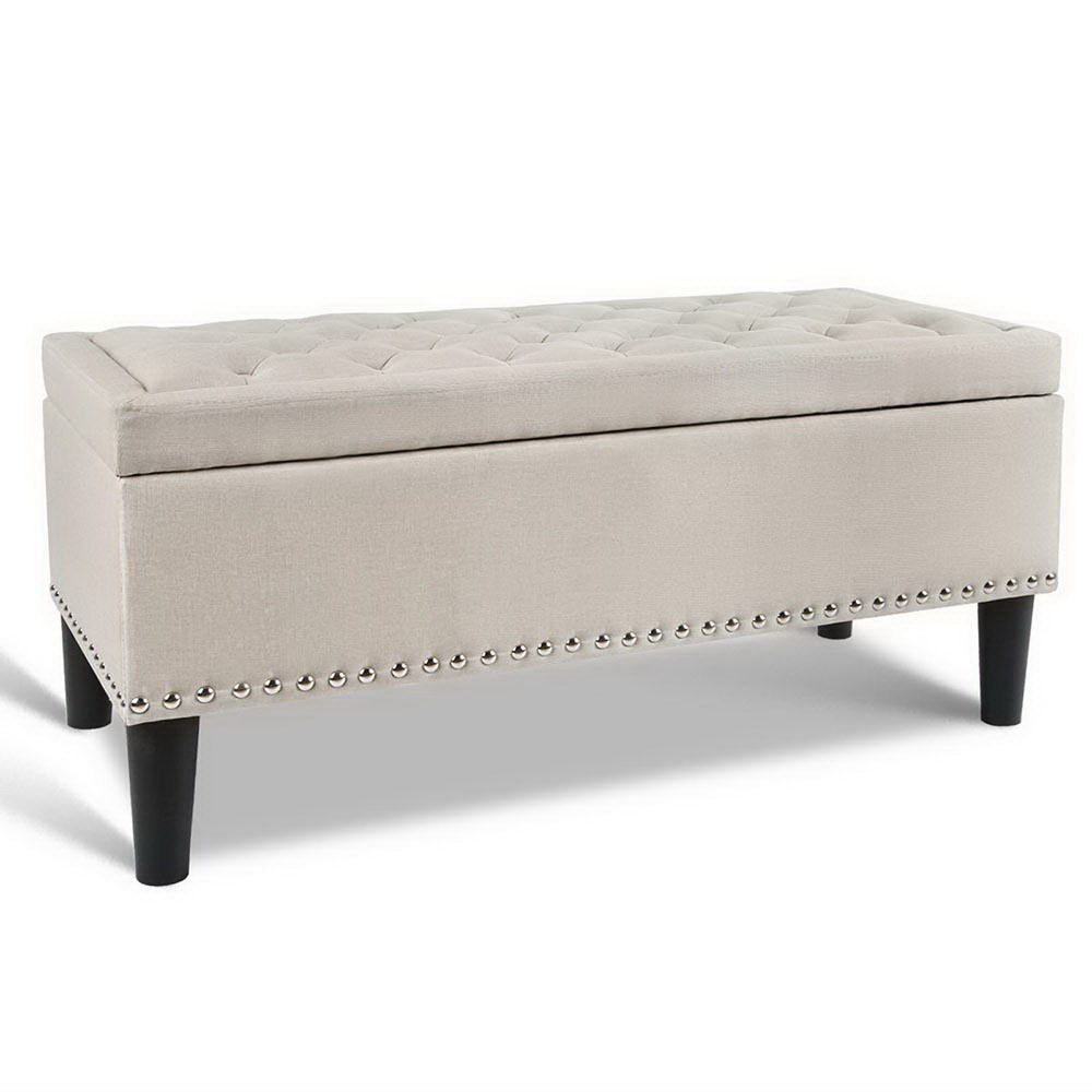 Marlook Storage Ottoman Blanket Box 96cm Linen Taupe
