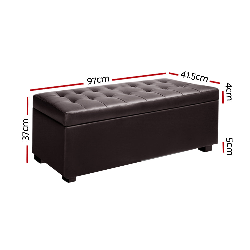 Marlook Storage Ottoman Blanket Box 97cm Leather Brown