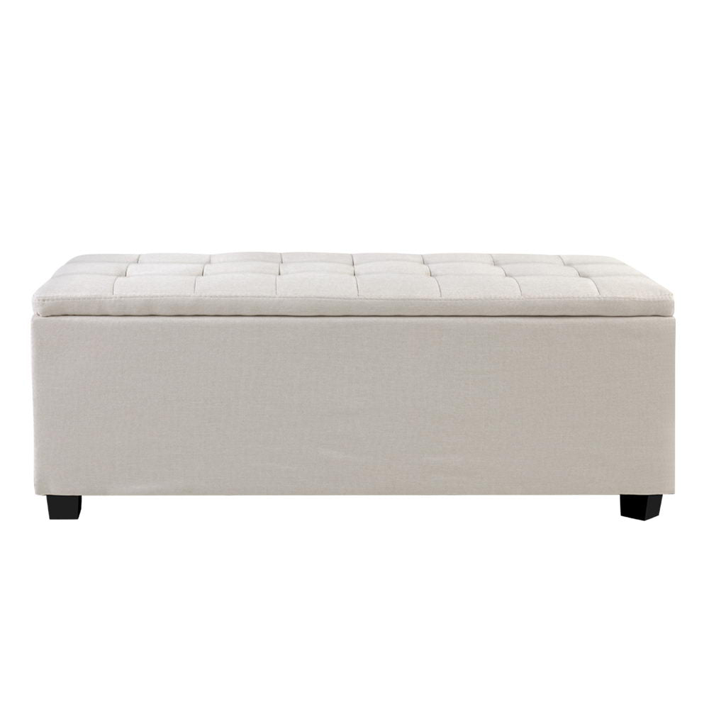 Marlook Storage Ottoman Blanket Box 97cm Linen Beige