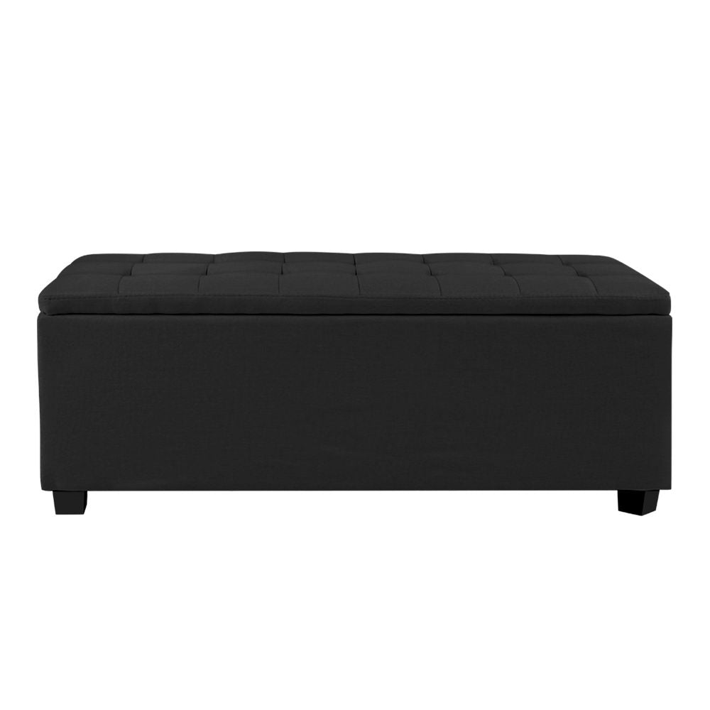 Marlook Storage Ottoman Blanket Box 97cm Linen Black