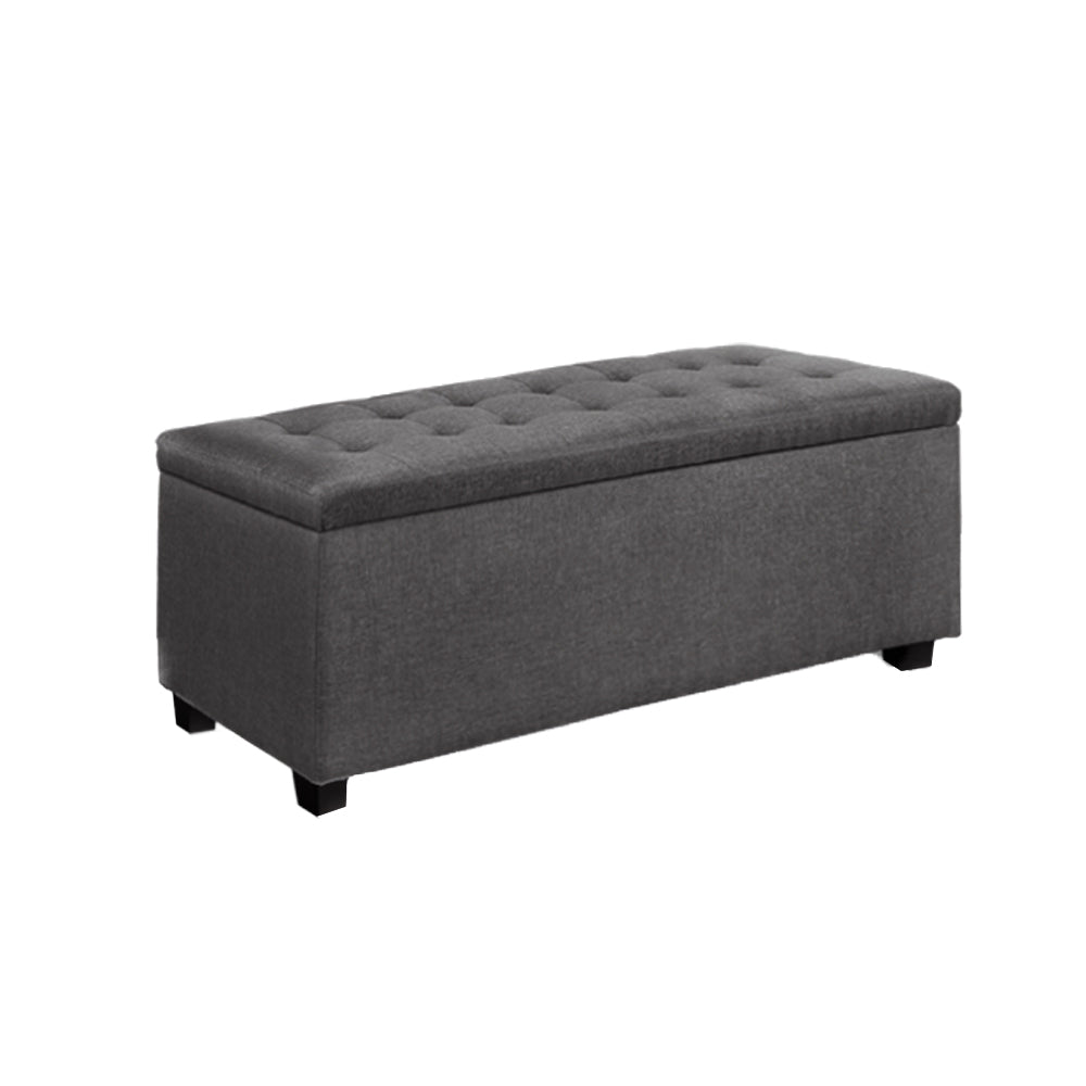 Marlook Storage Ottoman Blanket Box 97cm Linen Grey