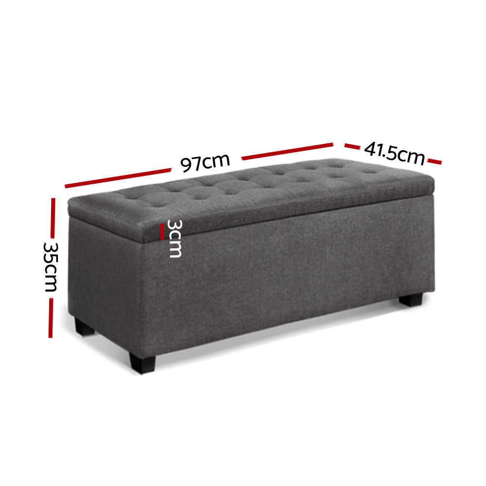 Marlook Storage Ottoman Blanket Box 97cm Linen Grey