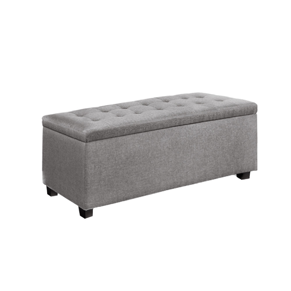 Marlook Storage Ottoman Blanket Box 97cm Linen Light Grey