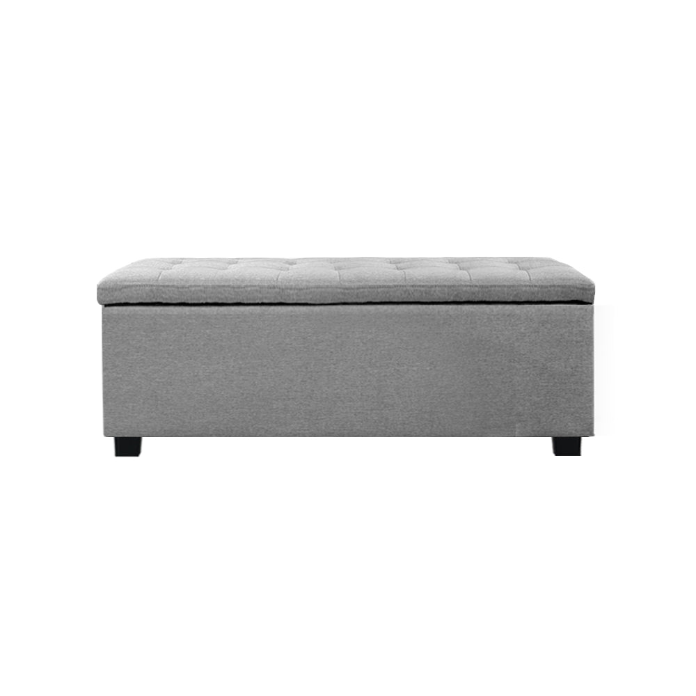 Marlook Storage Ottoman Blanket Box 97cm Linen Light Grey