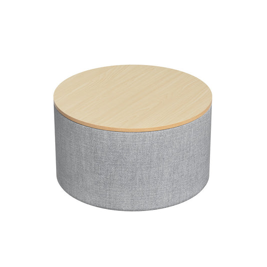 Marlook Storage Ottoman Blanket Box 60cm Linen Round Grey