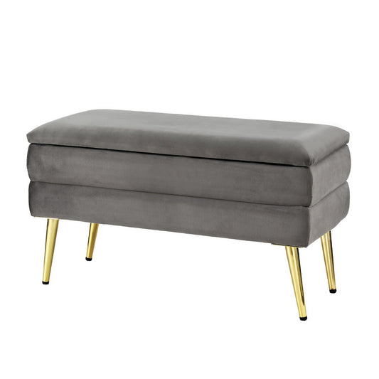 Marlook Ottoman Storage Foot Stool Velvet Grey