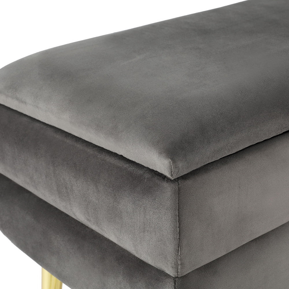Marlook Ottoman Storage Foot Stool Velvet Grey