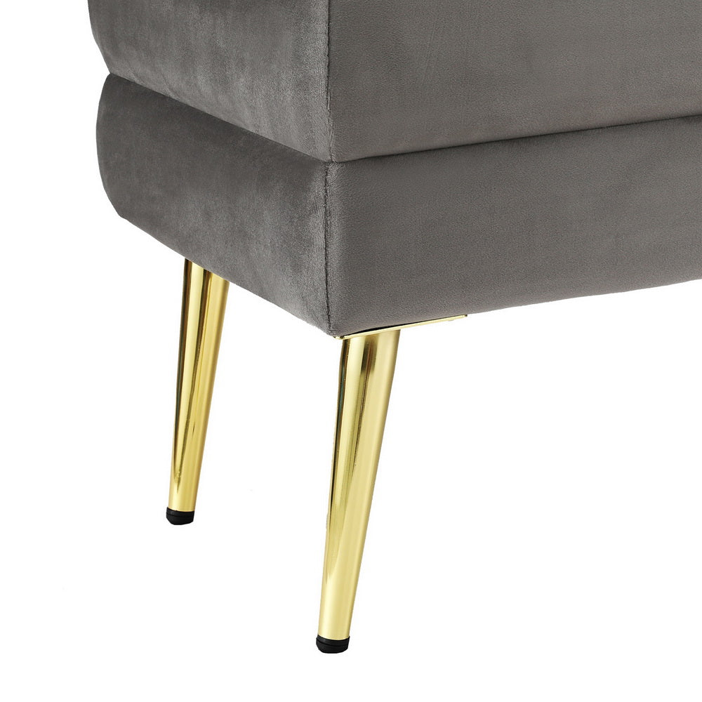 Marlook Ottoman Storage Foot Stool Velvet Grey