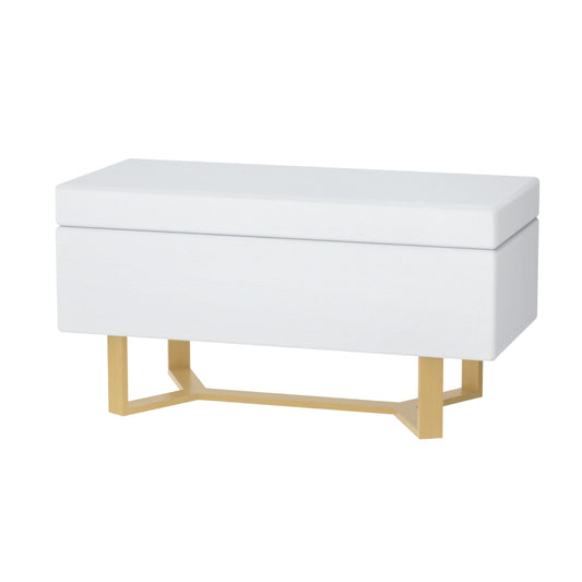Marlook Storage Ottoman Blanket Box Criss-cross Linen White