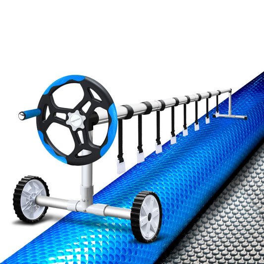 Marlook Pool Cover 500 Micron 10x4m Silver Swimming Pool Solar Blanket 5.5m Blue Roller