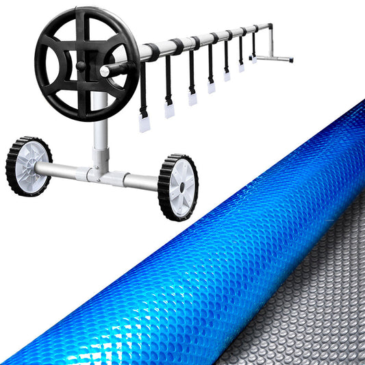 Marlook Pool Cover 500 Micron 6.5x3m Silver Swimming Pool Solar Blanket 4m Roller