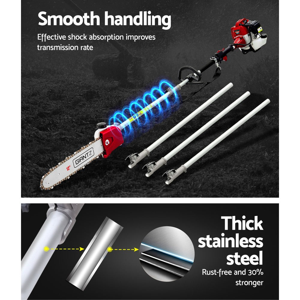 Marlook 62CC Pole Chainsaw Hedge Trimmer Brush Cutter Whipper Saw Snipper 7-in-1