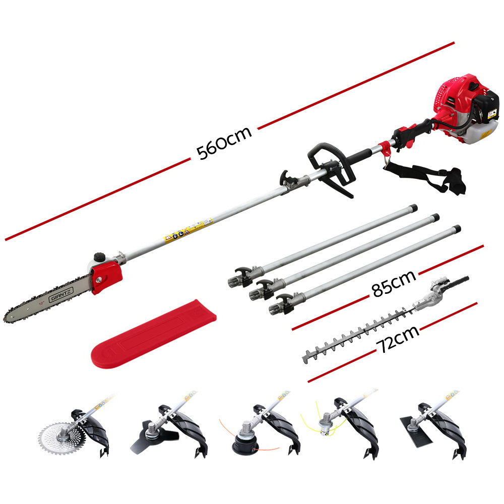 Marlook 65CC Pole Chainsaw Hedge Trimmer Brush Cutter Whipper Snipper 7-in-1 5.6m