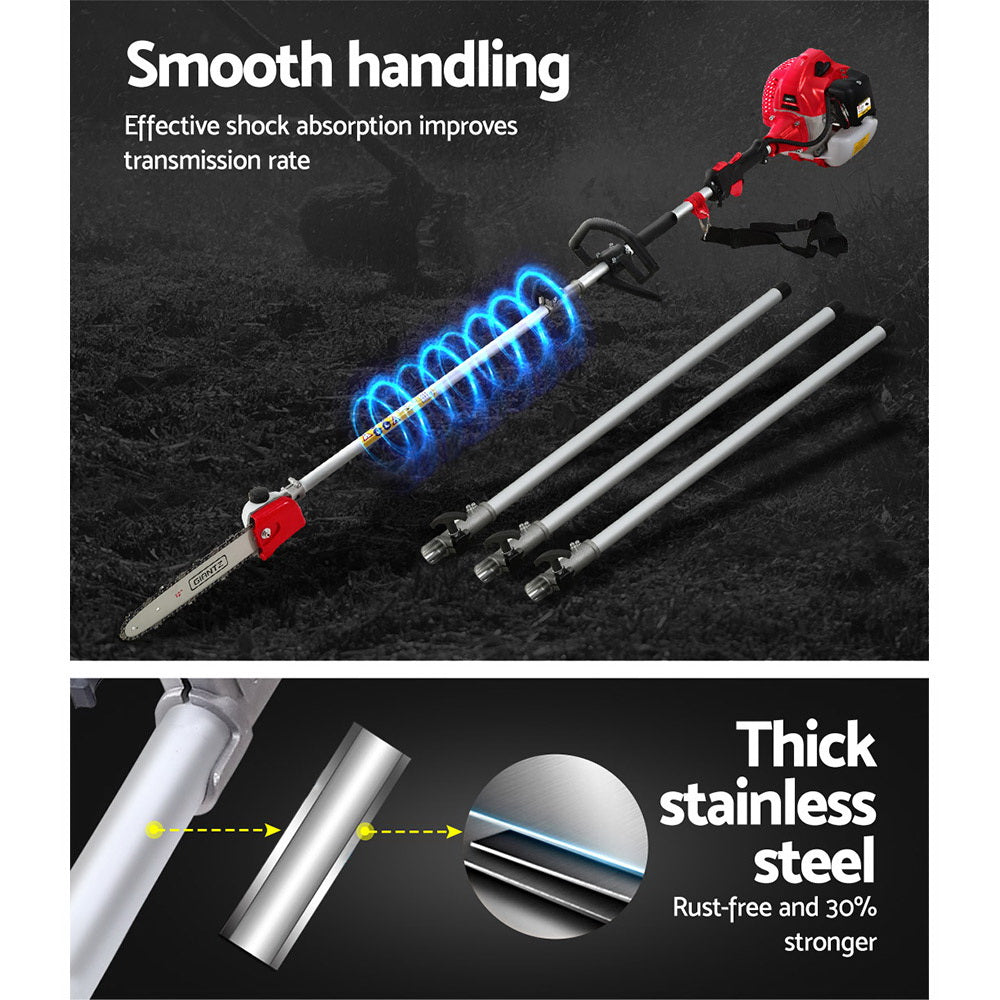 Marlook 65CC Pole Chainsaw Hedge Trimmer Brush Cutter Whipper Snipper 7-in-1 5.6m