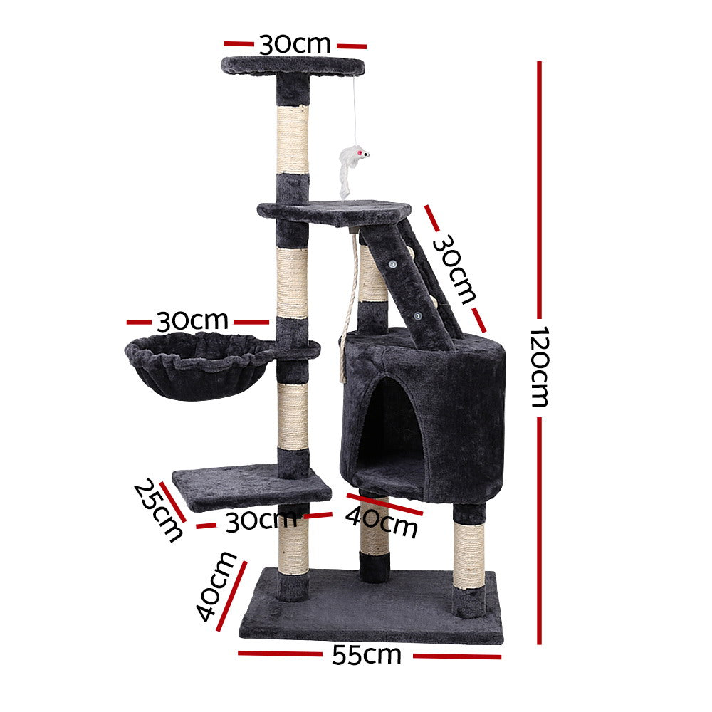Marlook Cat Tree 120cm Tower Scratching Post Scratcher Wood Condo House Bed Toys
