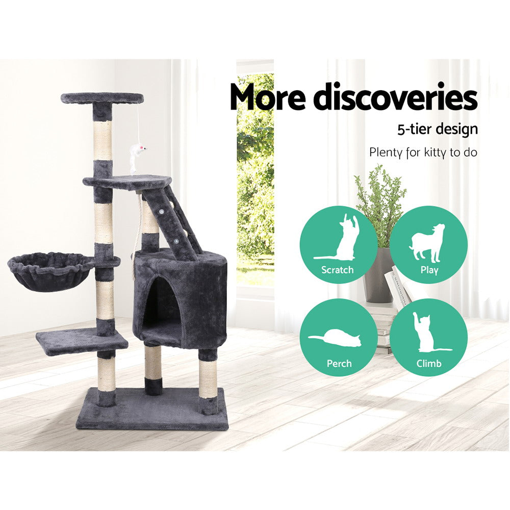 Marlook Cat Tree 120cm Tower Scratching Post Scratcher Wood Condo House Bed Toys