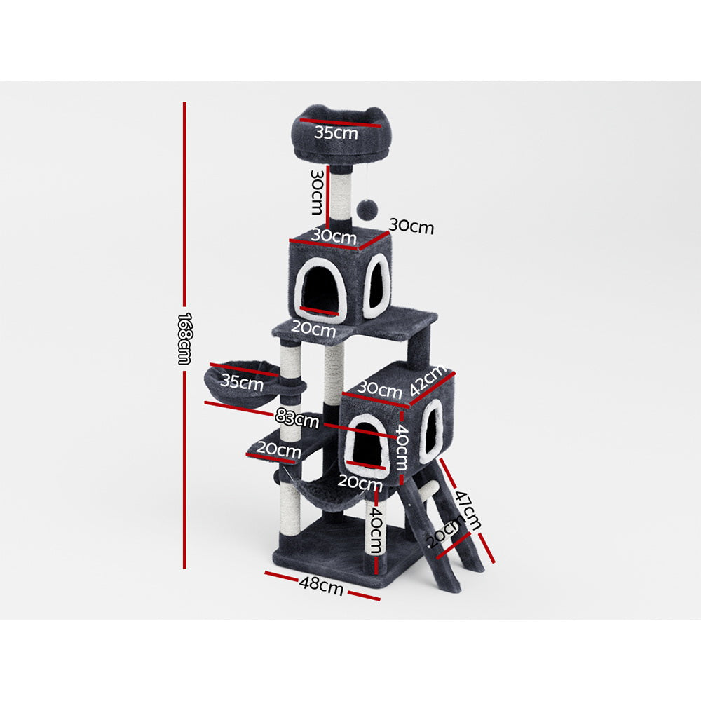 Marlook Cat Tree 168cm Tower Scratching Post Scratcher Condo House Hanging Toy Bed
