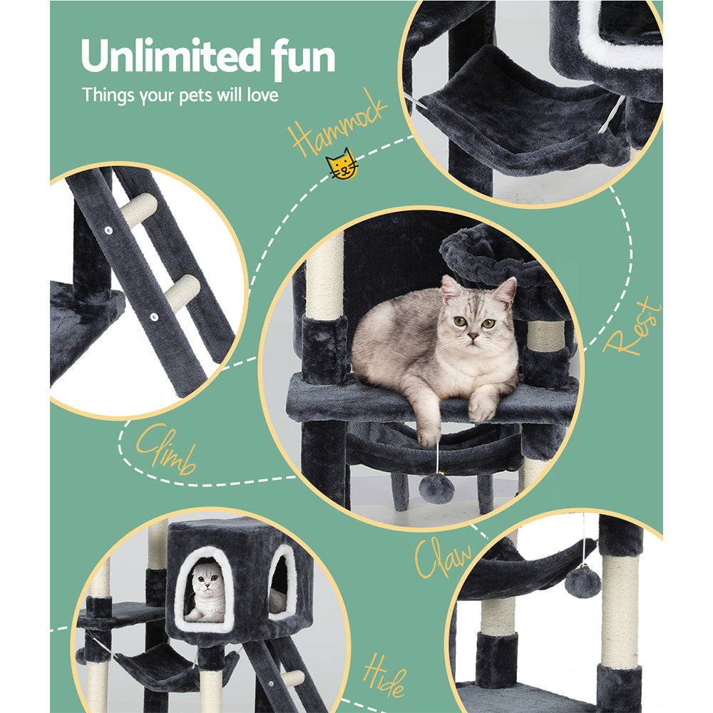 Marlook Cat Tree 168cm Tower Scratching Post Scratcher Condo House Hanging Toy Bed