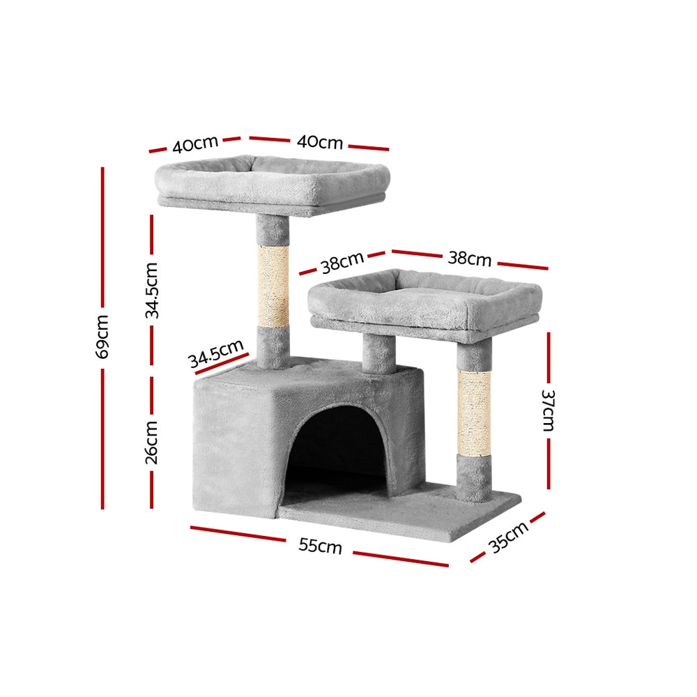 Marlook Cat Tree 69cm Scratching Post Tower Scratcher Wood Condo House Bed Trees