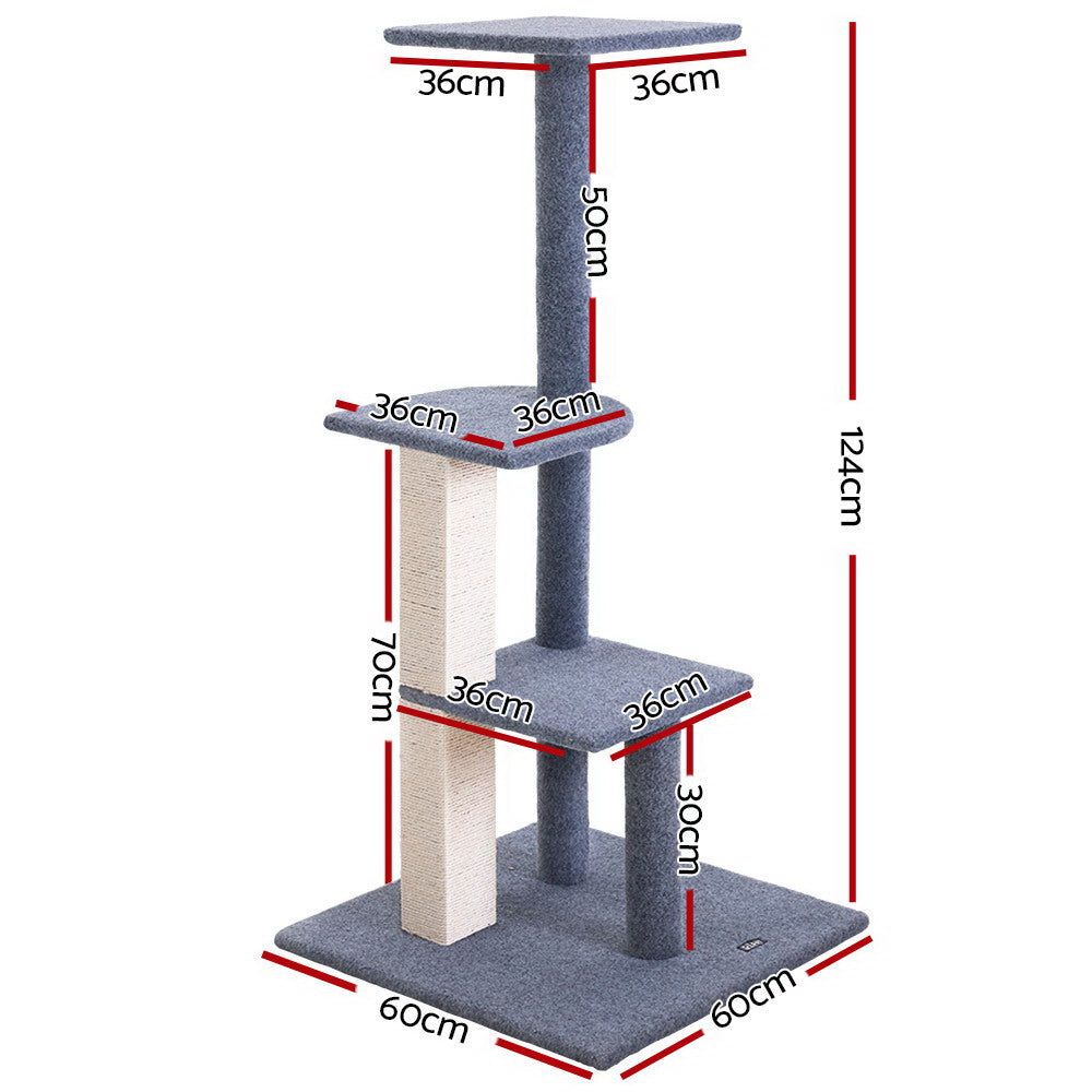 Marlook Cat Tree 124cm Scratching Post Tower Scratcher Trees Wood Condo Board