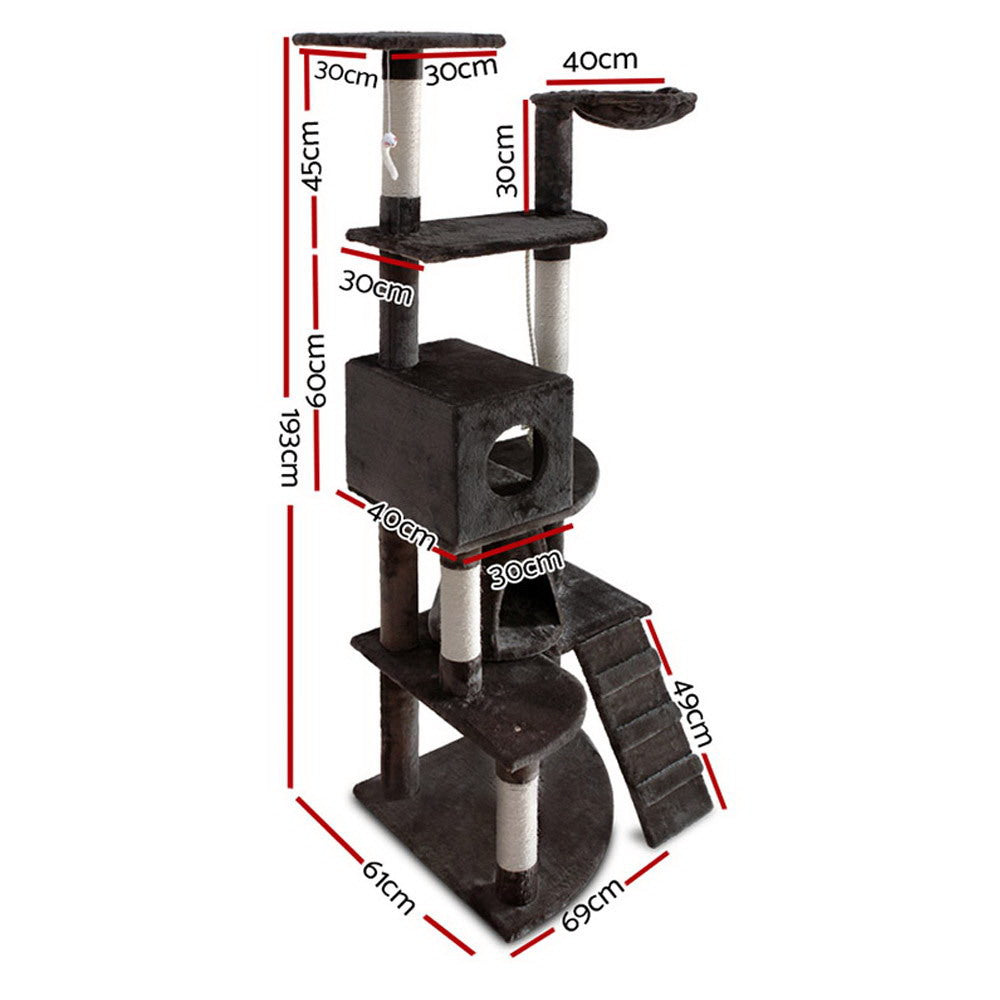 Marlook Cat Tree 193cm Tower Scratching Post Scratcher Condo House Trees Grey