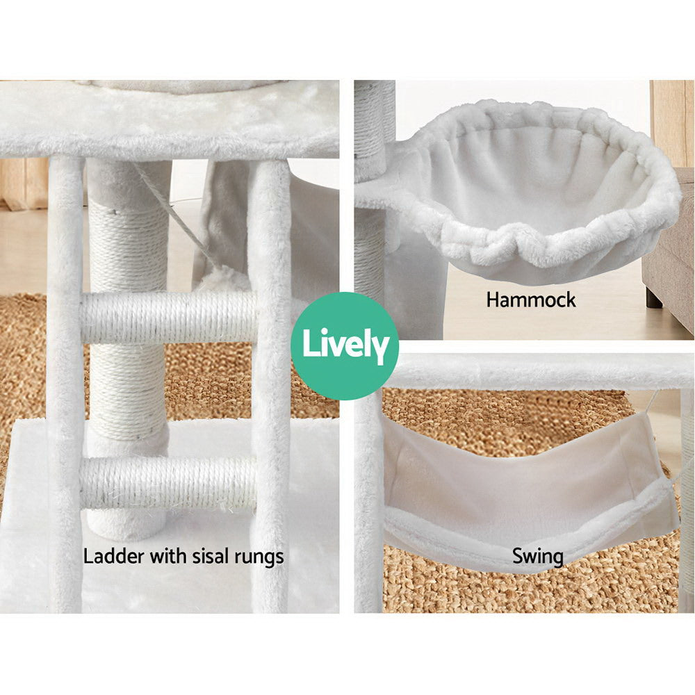 Marlook Cat Tree 141cm Tower Scratching Post Scratcher Condo Wood House Bed Beige