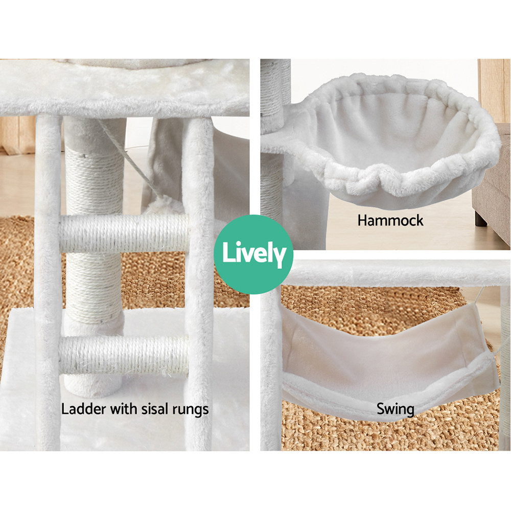 Marlook Cat Tree 141cm Tower Scratching Post Scratcher Condo Wood House Bed Beige